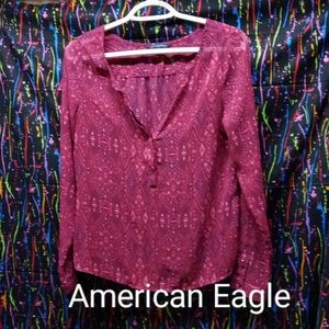 American Eagle Outfitters red sheer top, xs